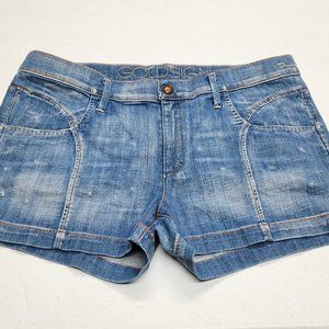 NWOT Women's Goldsign Duval Blue Denim Stretch Short Shorts size 32